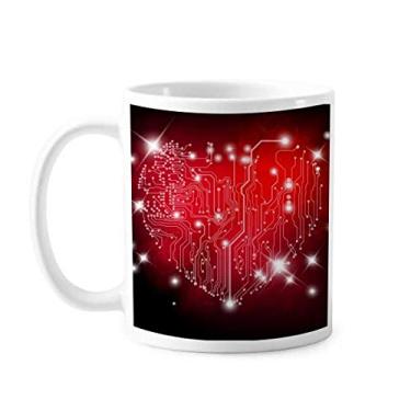 Imagem de Caneca preta vermelha em formato de coração para dia dos namorados cerâmica café porcelana louça