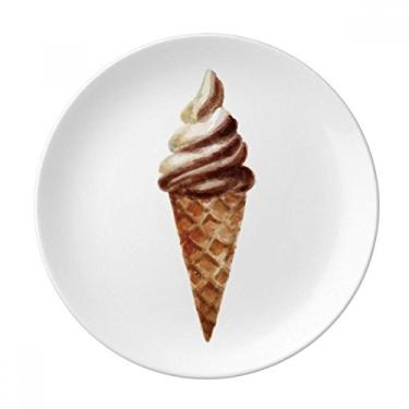Imagem de Chocolate marrom com estampa de sorvete doce prato decorativo de porcelana salver louças de jantar