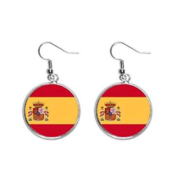 Imagem de Brinco com pingente de prata com bandeira nacional da Espanha Europa Country