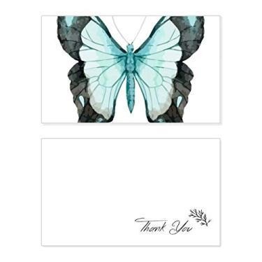 Imagem de Cartão de agradecimento Borboleta com asas azuis, papel de aniversário, agradecimento de casamento