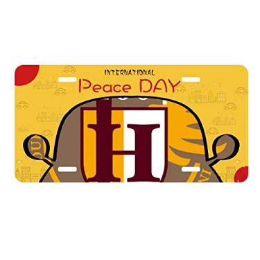 Imagem de DIYthinker Placa de licença com escudo de espadas corajosas da Idade Média para decoração de carro Dia da Paz