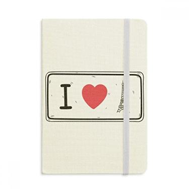 Imagem de Caderno com estampa de palavras I Love Eiffel Tower oficial de tecido rígido clássico diário