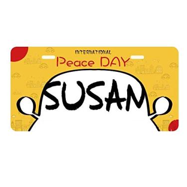 Imagem de DIYthinker Placa de licença Susan de caligrafia especial para decoração de carro, dia da paz