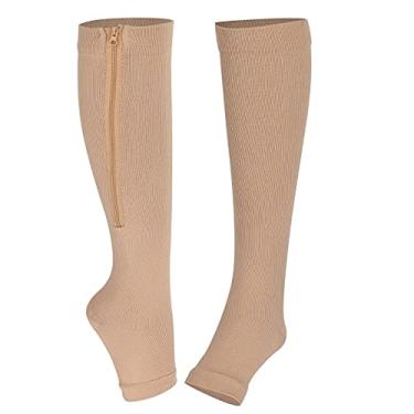 Imagem de Meia de apoio de perna, Open Toe Design Meias de compressão Meias de nylon Meias atléticas de secagem rápida para mulheres para homens para correr