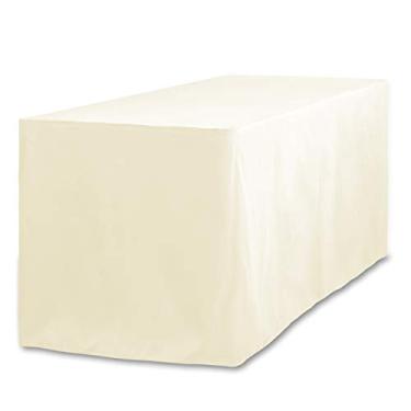 Imagem de LinenTablecloth 1,2 m Toalha de mesa de poliéster ajustada marfim