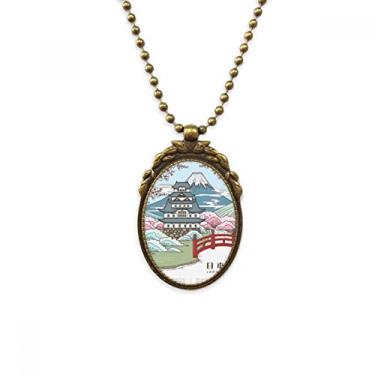Imagem de DIYthinker Mount Sakura Japan Ukiyo-e Colar antigo vintage com pingente de contas