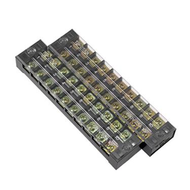 Imagem de uxcell 2 peças 10 posições duas linhas 600 V 25 A cabo barreira bloco terminal tira TB-2510L