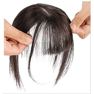 Imagem de 100% Cabelo Humano Toppers Clip em Crown Toppers com 3D Air Bangs Cabelo para Mulheres Mini Short Straight Hair Bangs Toupee Pequena Parte Média Wiglets Hairpieces Topper Pieces de cabelo