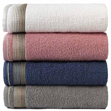 Imagem de Kit Com 4 Toalhas Banhão Gigante Alta Absorção Sublime 70x150cm - KIT 3 (Branco/Rosa/Azul/Gris)