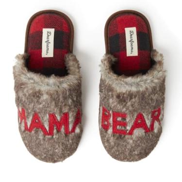 Imagem de Dearfoams Pantufa de presente feminina fofa aconchegante para o Dia das Mães Mama Bear, Brown Frost, X-Large