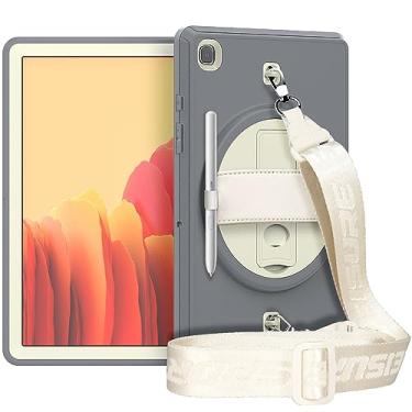 Imagem de Capa do caso da tabuleta. Capa protetora rígida compatível com Samsung Galaxy Tab A7 Case 10,4 polegadas (2020 SM-T500/T505) Tablet - Capa protetora multicamadas com protetor de tela, suporte/alça gir