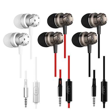 Imagem de SourceTon 3 pacotes de fones de ouvido com controle remoto e microfone, intra-auricular, som estéreo, isolante de ruído, livre de embaraços para smartphones, laptops, jogos, compatível com dispositivos de interface de 3,5 mm