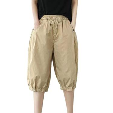 Imagem de Calça social formal masculina calça de perna larga com bolsos calça feminina larga casual solta bolso de cintura alta, Bege, XXG