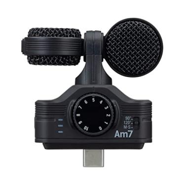Imagem de Zoom Microfone estéreo Am7 para Android, estéreo intermediário, cápsula rotativa para alinhamento com a câmera, para gravação de áudio para música, vídeos, entrevistas e muito mais, preto