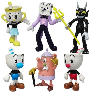Imagem de Kit 6 Bonecos Cuphead Mugman King Dice Ms Chalice Pvc
