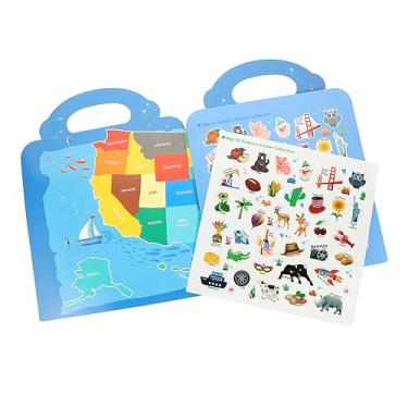 Imagem de Operitacx 3 Pçs Adesivo Atividades De Aprendizagem Do Jardim De Infância Brinquedos De Aprendizagem Precoce Livro Ocupado Livros Para Crianças Eua Mapa Criança Pré-Escolar