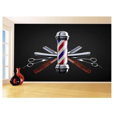 Imagem de Papel De Parede 3D Barbearia Barber Shop Logo 3,5M Brb36