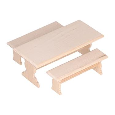 Imagem de 1:12 Mesa de jantar, acessórios de casa de boneca em miniatura Mesa de jantar de boneca de bétula para casa de boneca em miniatura para fotografia Suporte para modelo de casa para caixa de(Plano)