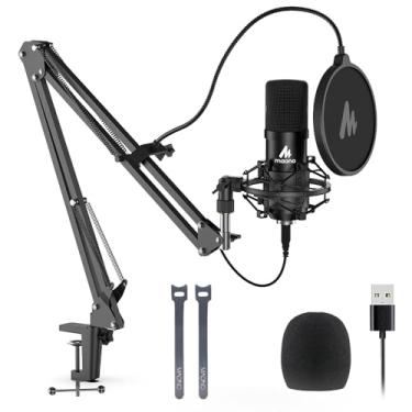 Imagem de Microfone USB, MAONO 192KHZ/24 bits Plug & Play PC PC Podcast condensador cardioide metal kit com chipset de som profissional para gravação, jogos, cantar, YouTube (AU-A04)