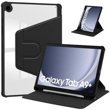 Imagem de Estojo de Capa Capa traseira transparente compatível com Samsung Galaxy Tab A9 Plus SM-X210/SM-216/SM-X218 11 polegadas com suporte para caneta, suporte giratório de 360 ​​graus Folio Flip Smart Table
