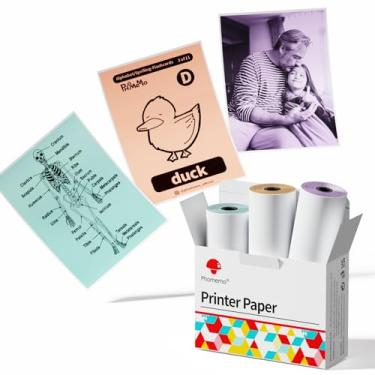 Imagem de Phomemo Papel adesivo térmico colorido M02/M02 Pro/M02S/M03 Mini impressora, personagem preto em verde menta/roxo/laranja, 50 mm x 3,5 m, diâmetro 30 mm, 3 rolos