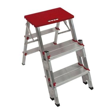 Imagem de Escada de Alumínio Bilateral 3 Degraus Duplos Apolo Art Factory