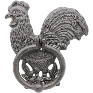 Imagem de Aldrava de porta de ferro fundido, aldrava de galo, maçaneta de porta de decoração de jardim de fazenda