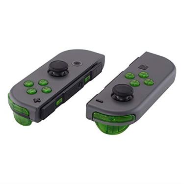 Imagem de eXtremeRate Reposição ABXY Direção Teclas SR SL L R ZR ZL ZL Botões de acionamento molas, conjunto completo de botões de reparo kits com ferramentas para Nintendo Switch Joy-Con JoyCon Shell não incluído, Clear Green, NS Full Set Buttons