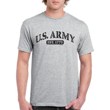 Imagem de Camiseta US Army Strong dos Estados Unidos Veterano do Orgulho Militar DD 214 Patriotic Armed Forces Gear Licenciada Camiseta Masculina, Cinza, 3G