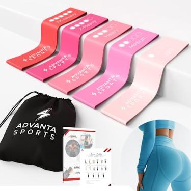Imagem de Advanta Sports Bandas de exercício de alça de resistência, conjunto de 5 cores. Home Fitness, alongamento, treino – Bolsa de transporte e PDF eGuide