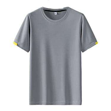 Imagem de Camiseta masculina de secagem rápida atlética manga curta gola redonda camiseta lisa, Cor 3, 5G