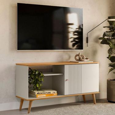 Imagem de Rack para TV Até 50 Polegadas Rubi 1 Porta 1 Prateleira Nature/Off White - Linea Brasil