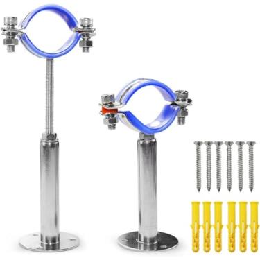 Imagem de WYKA suporte de tubo de montagem no teto, 2 pacotes ajustáveis de aço inoxidável 304 anel de suporte de tubulação 48 mm (100 + 100 mm)