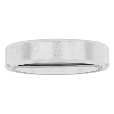 Imagem de STEEL NATION JEWELRY Aliança de casamento masculina, carboneto de tântalo, acabamento acetinado de 5 mm com bordas chanfradas, escolha de cor, Metal