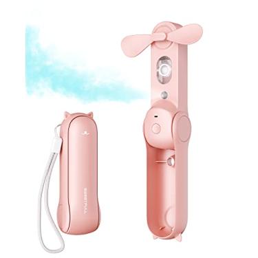 Imagem de SWEETFULL Ventilador de nebulização portátil, ventiladores pessoais de mão, ventilador pequeno recarregável, mini spray de água, ventiladores portáteis para crianças, mulheres, para viagens, ao ar