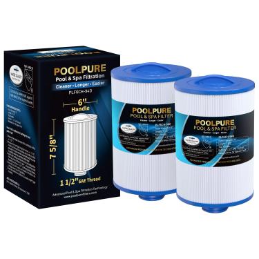 Imagem de POOLPURE Filtro de spa 6CH-940 substitui PWW50P3 (rosca grossa de 3,8 cm), 817-0050, Filbur FC-0359, 25252, 03FIL1400, escumador de acesso frontal à via navegável, filtro de rosca SAE rosqueado