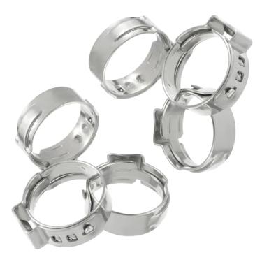 Imagem de EPLZON Anéis de fixação PEX de 1/2 polegada de aço inoxidável grampos de orelha única compatíveis com conexões de encaixe de tubulação PEX (100 peças)