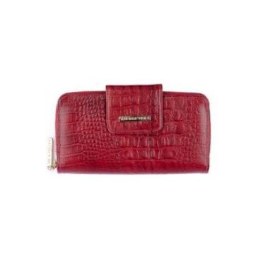 Imagem de Carteira feminina grande de couro croco Cindy-Feminino