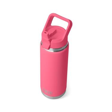 Imagem de YETI Garrafa Rambler de 740 ml, isolada a vácuo, aço inoxidável com tampa de canudo que combina, rosa tropical