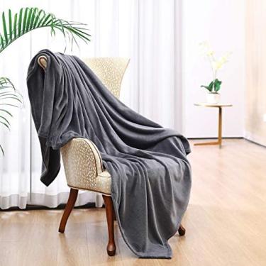 Imagem de Cobertores de lã para sofás, cobertor azul para cadeira de cama de solteiro, lance de sofá de microfibra super macio, cobertor sherpa leve e aconchegante para escritório e sala de estar 127