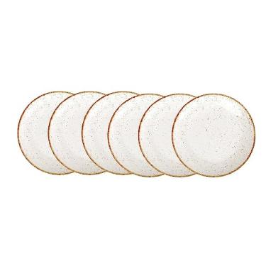 Imagem de Kit Prato Raso Tramontina Rústico Marrom em Porcelana Decorada 28 cm 06 Peças