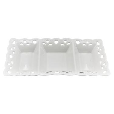 Imagem de Petisqueira com 3 divisorias Hand Food em porcelana L31xP14,5xA4cm-Branco - Dynasty- Full Fit