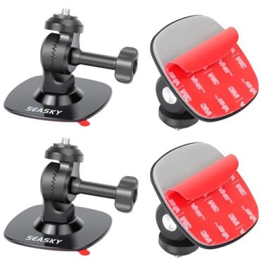 Imagem de SEASKY [Pacote com 2] Suporte adesivo flexível A2 para capacete de motocicleta de esqui com adesivo genuíno 3M VHB para Insta360 X5 X4 X3 X2 para DJI OSMO 360 Acessórios de câmera esportiva de