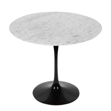 Imagem de Mesa De Jantar Tulipa Saarinen Redonda 90 Cm Mármore Carrara Base Preta