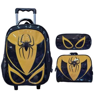 Imagem de Kit Mochila Yins Escolar De Carrinho Infantil Menino + Lancheira + Estojo Kit 3D Spider...