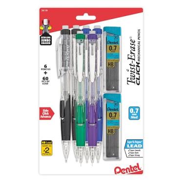 Imagem de Pentel Lapiseira Twist-Erase Click, 0,7 mm, grafite médio nº 2, pacote com 6 (PD277TLBPS6M)