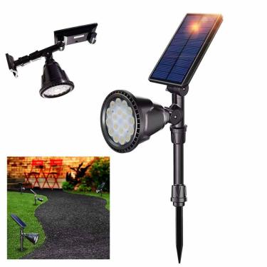 Imagem de Luminaria Solar Arandela Spot LED Espeto Sensor de Presença Movimento Angulo Ajustavel Parede Quintal Jardim Entrada Garagem Caminho Iluminaçao