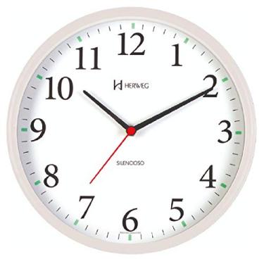 Imagem de Relógio de Parede Silencioso Redondo Branco Herweg 6126S-21