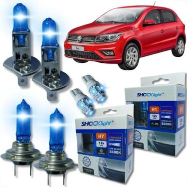 Imagem de Kit lâmpada shocklight super branca farol alto baixo e lanterna h1 h7 