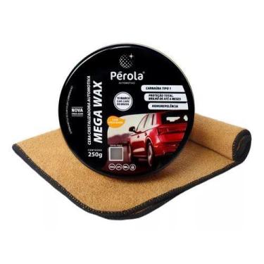 Imagem de Cera automotiva cristalizadora mega wax perola com flanela - marca, Se